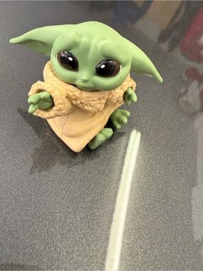 Hasbro Beige and Green baby yoda Toy Figure Base
